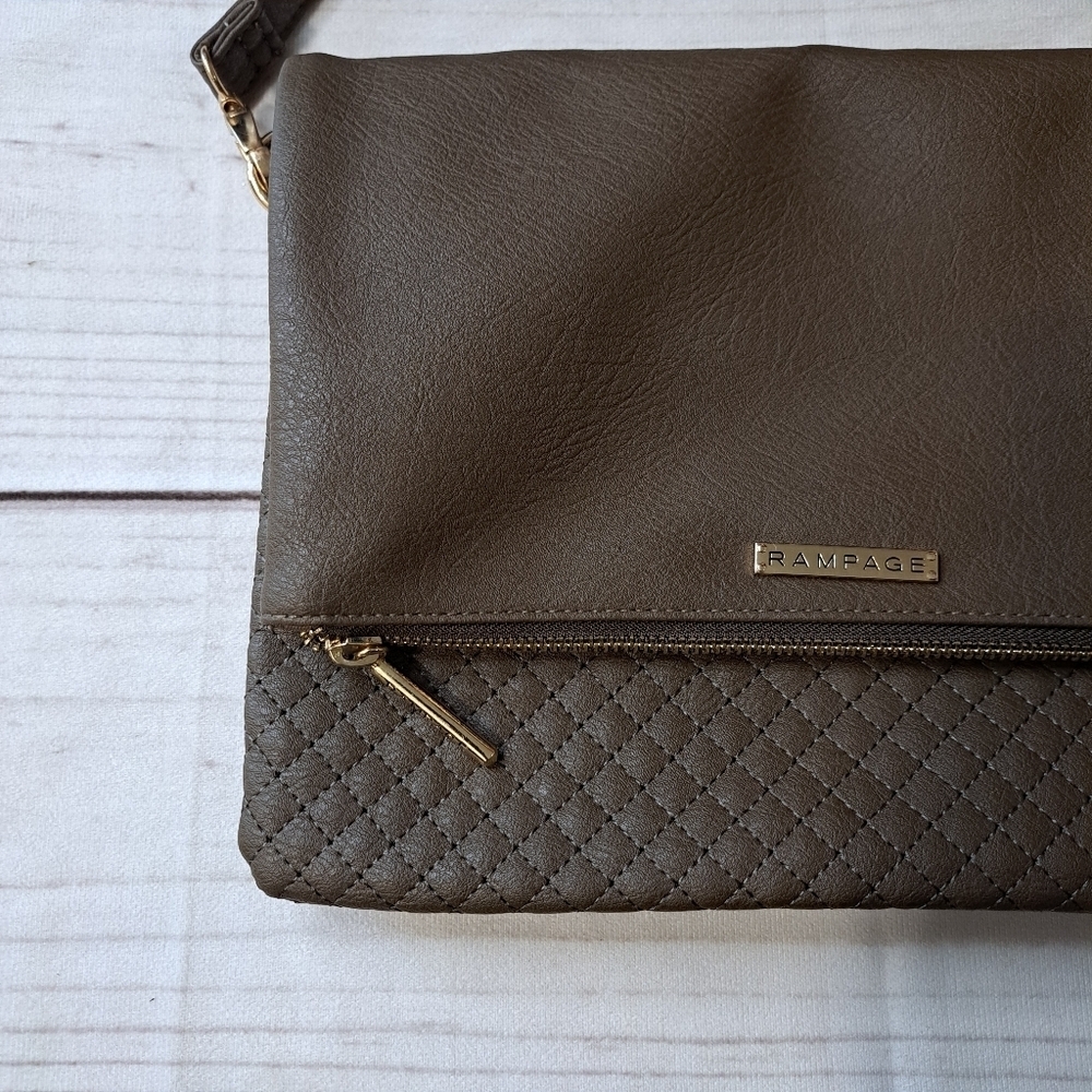 Rampage Fold Over Adjustable Crossbody Bag With Detachable Quilted Look Pouch - Picture 3 of 16